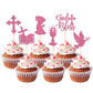 ZHUOWEISM 24 PCS Cupcake Toppers Glitter Dove Chalice Bible Cross First Communion Theme Small Pink Bamboo