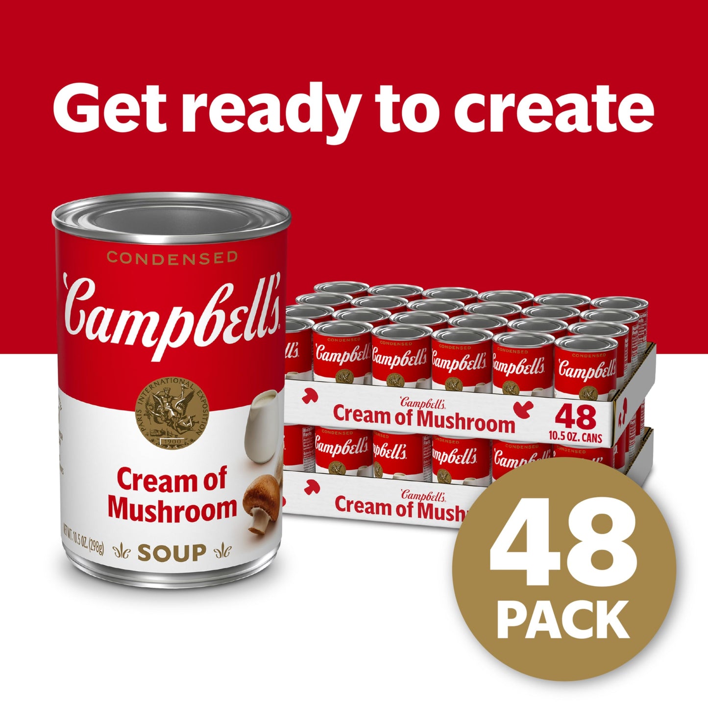 Campbell's Condensed Cream of Mushroom Soup, 10.5 oz Can (Case of 48)