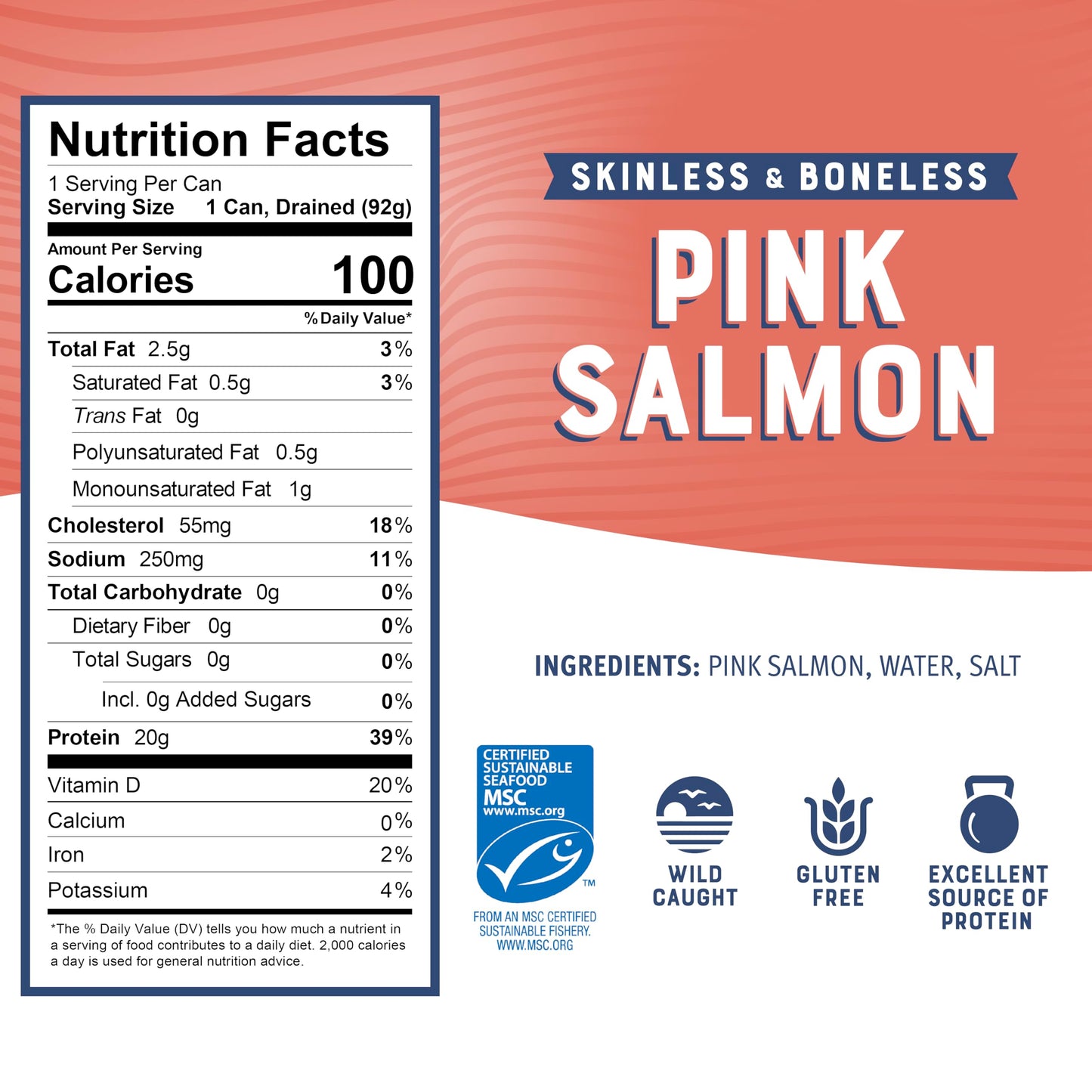 Bumble Bee Skinless & Boneless Pink Salmon in Water, 5 oz Cans, Pack of 12, Gluten Free, Kosher, MSC Certified