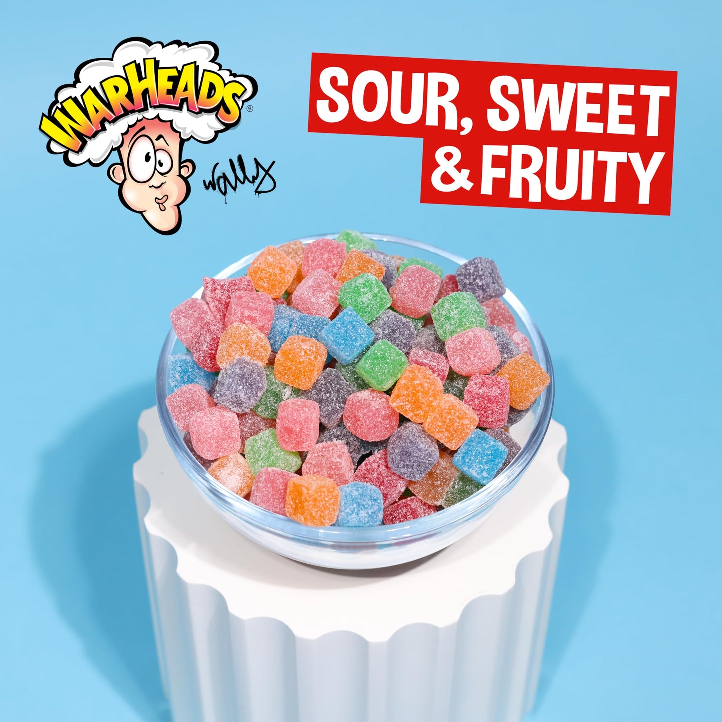 Warheads Cubes - Sour Sweet & Fruity Chewy Candy - Orange, Watermelon, Blue Raspberry, Black Cherry, Strawberry & Green Apple Fl