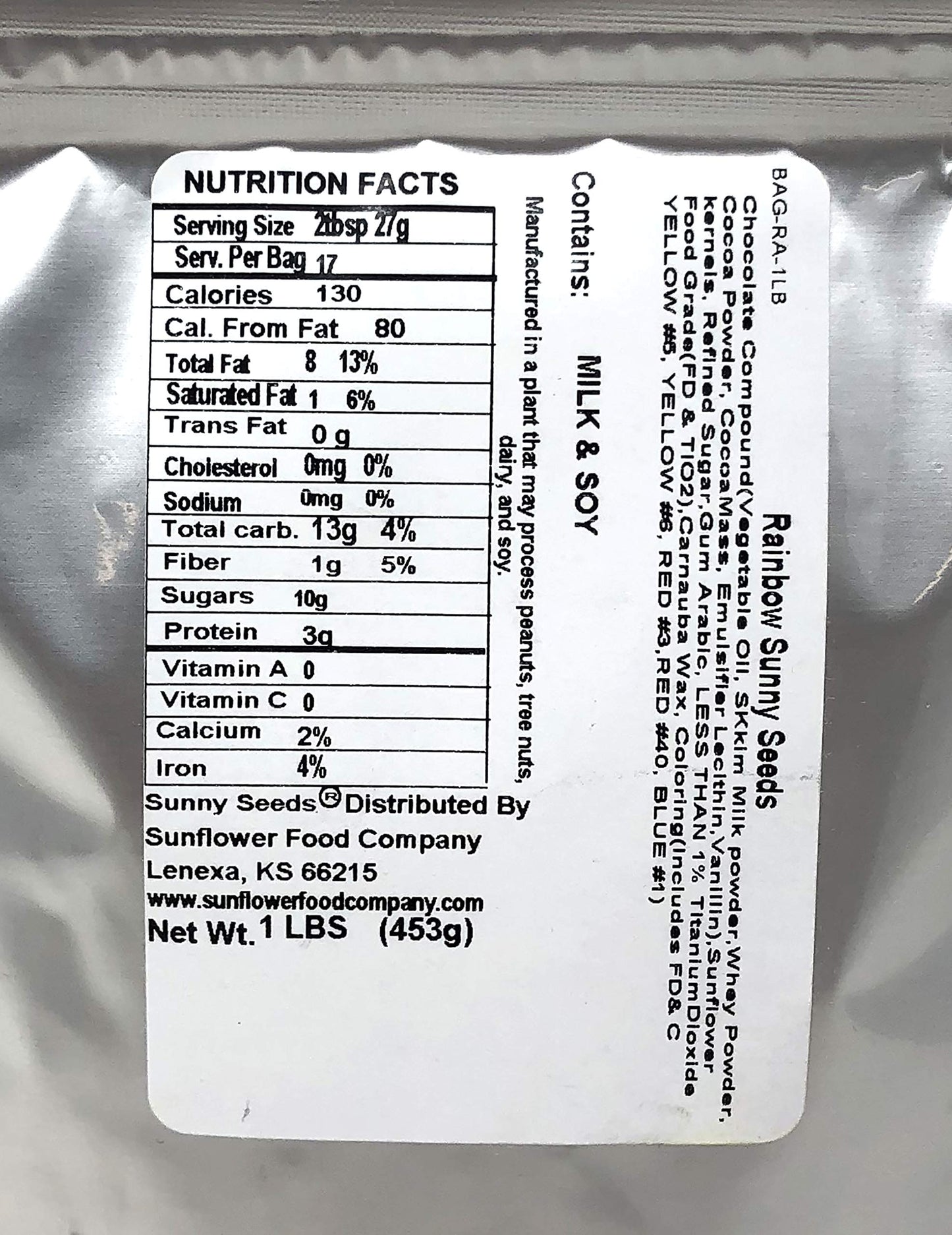 Chocolate Covered Sunflower Seeds - Multicolored Candy Coated Treats - Rainbow Sunny Seeds - Sweet and Crunchy Topping - 1 LB Re