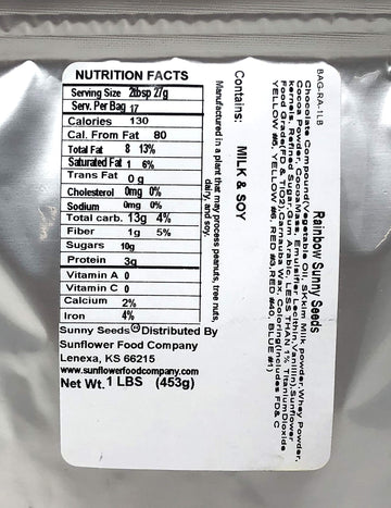 Chocolate Covered Sunflower Seeds - Multicolored Candy Coated Treats - Rainbow Sunny Seeds - Sweet and Crunchy Topping - 1 LB Re