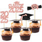 Ephlyn Graduation Cupcake Toppers - 36Pcs Rose Gold Class of 2025 Decor for Graduation Theme Party