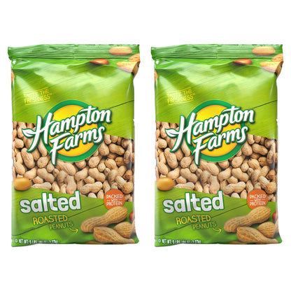 Hampton Farms - USA Grown All-Natural - Fancy Roasted In-Shell Salted Peanuts - 5 lb. Bags - 2 Pack