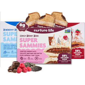 Nurture Life Crustless Sandwiches, Choco-Berry Bliss, Strawberry Smash, & Blueberry Blast Super Sammies, Toddler Snacks, Nut-Fre