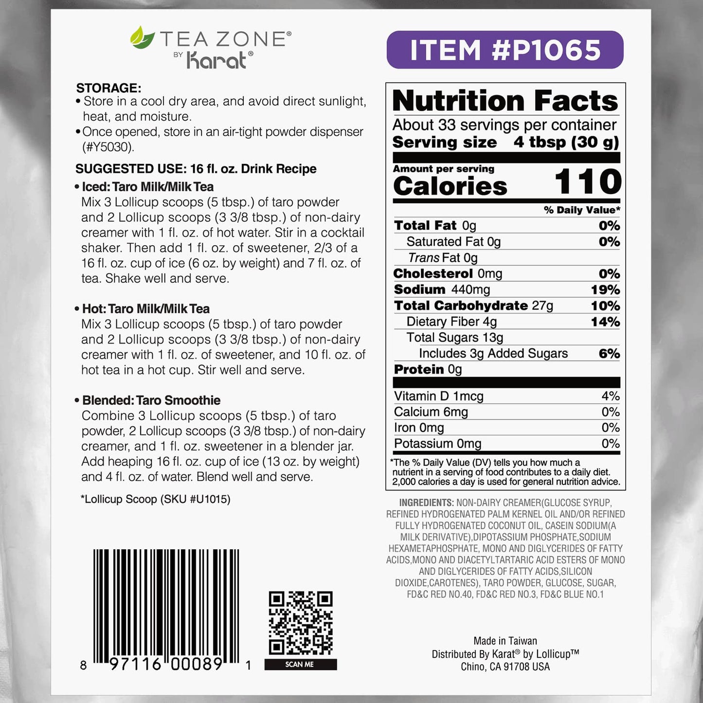 Tea Zone 2.2 Lb Taro Powder
