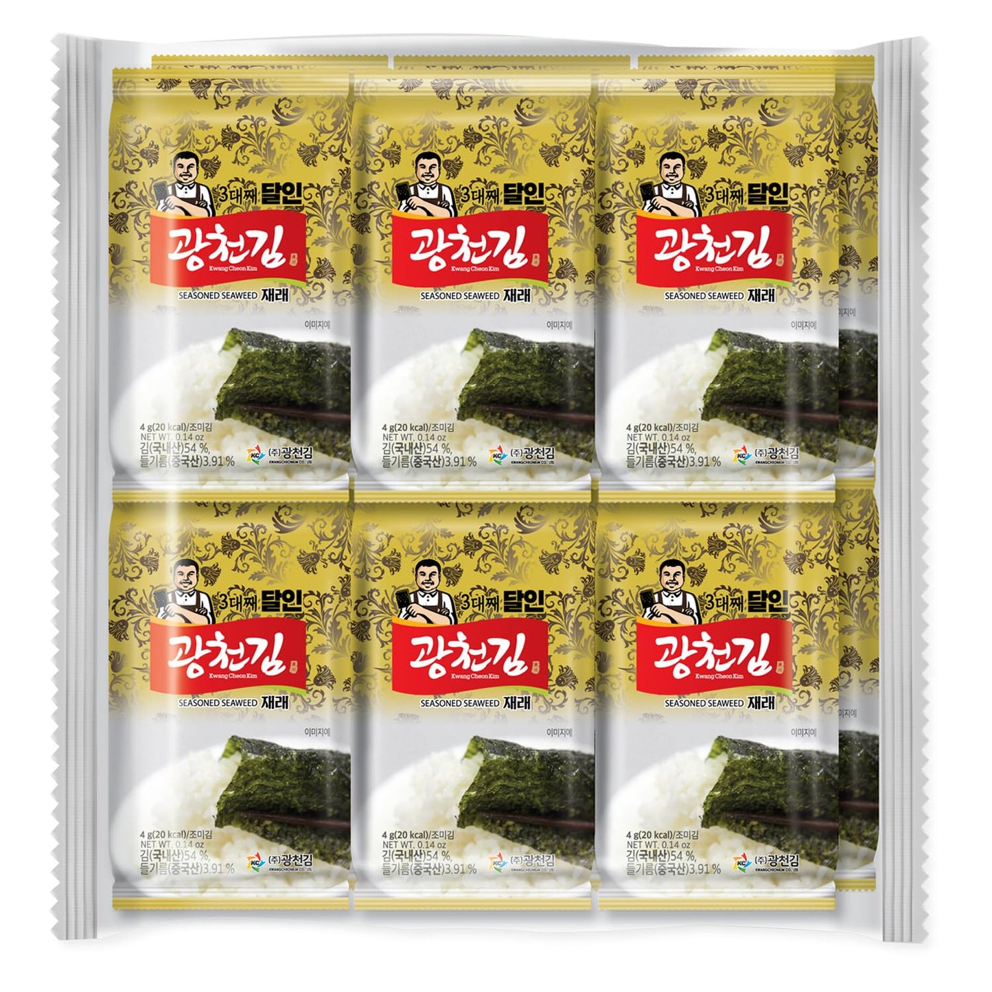 Kim Nori Gold Kim Roasted Seasoned Seaherbal Product Snacks 4G ( 0.14 Oz ) - 12 Packs Kim Nori Snack