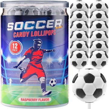 Soccer Lollipops 12Pk- Soccer Candy For Soccer Party Supplies - Soccer Ball Candy For Soccer Birthday Party Decorations - Soccer