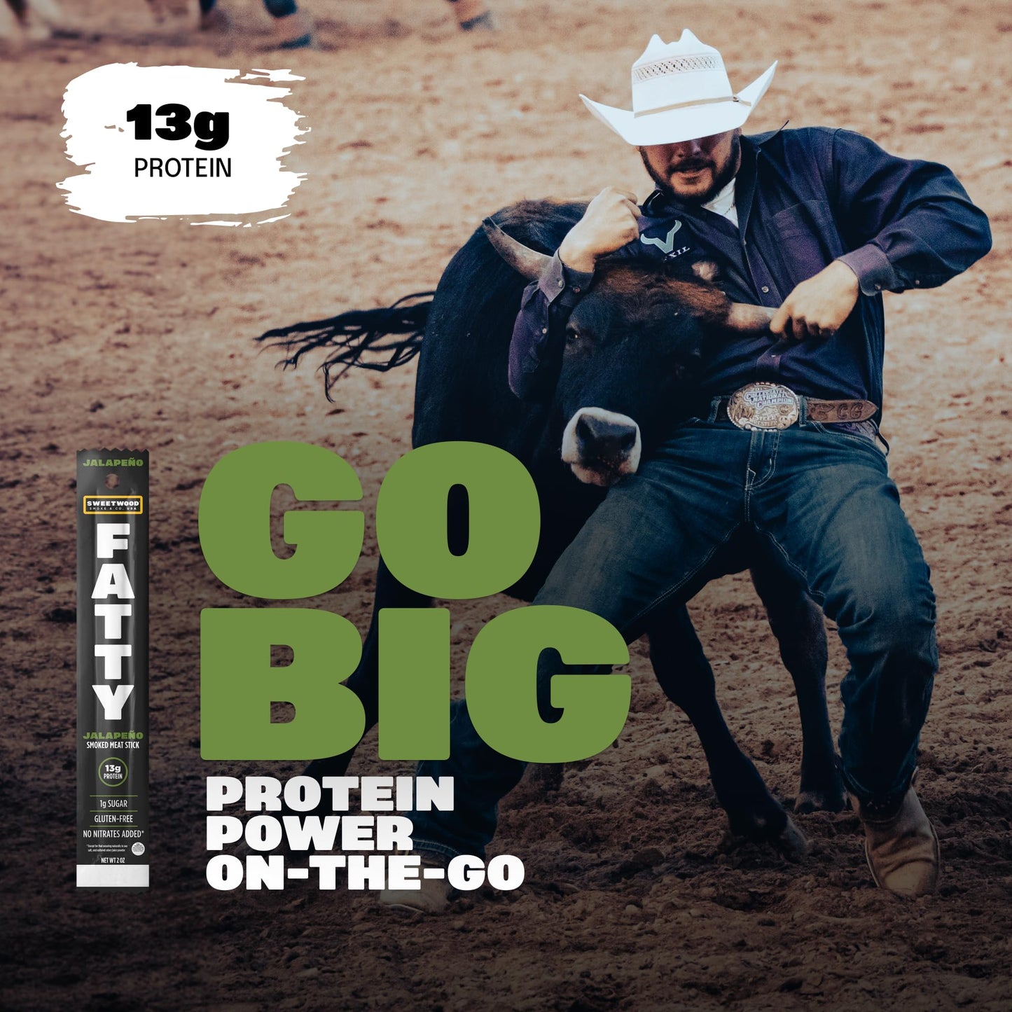 American Made Sweetwood Smokehouse FATTY Beef Smoked Meat Sticks, Jalapeno Flavor, 2 oz. (Pack of 20)