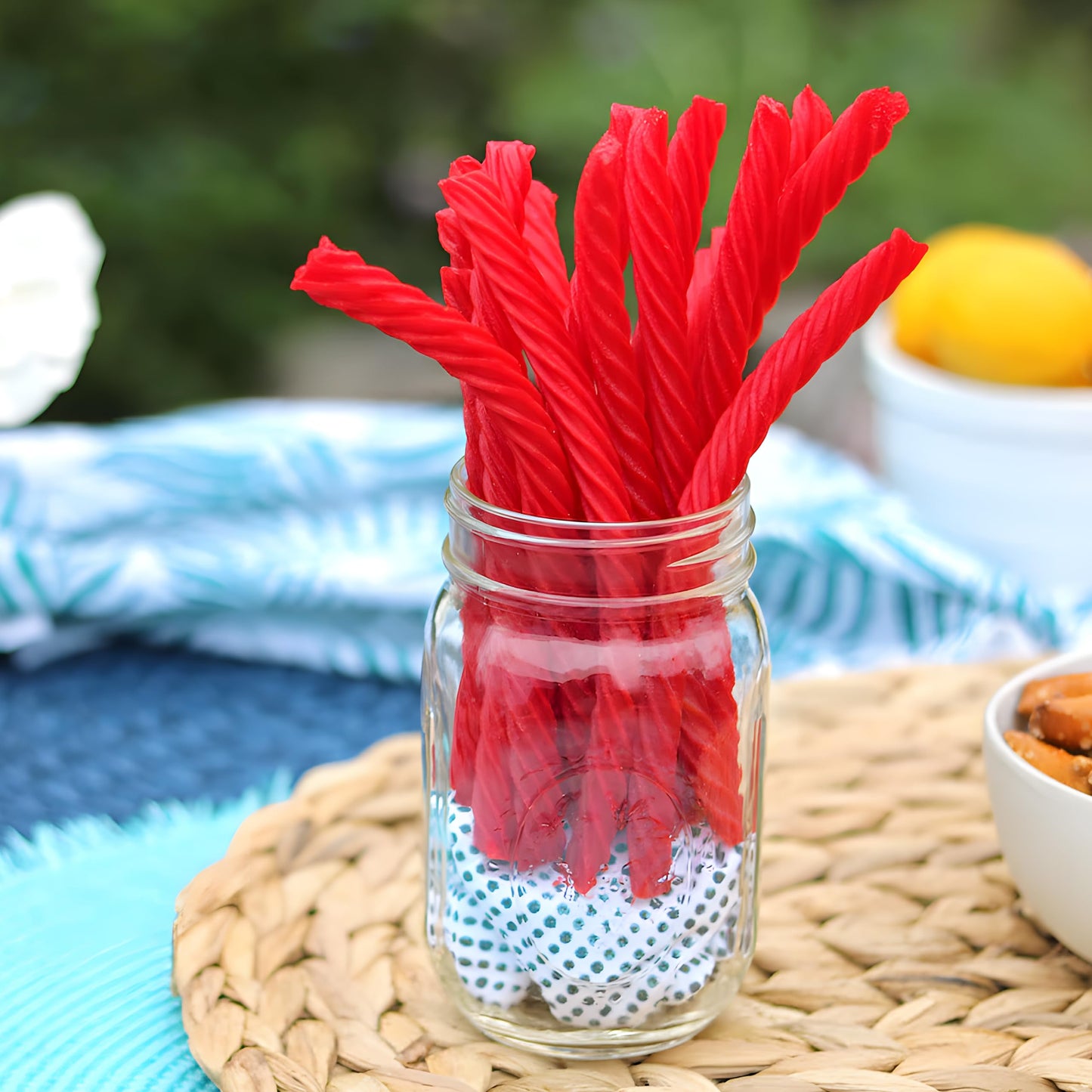 ZompoZ Red Licorice Twists, Soft and Chewy Candy, 2 Lbs, Fat Free, Raspberry Flavor