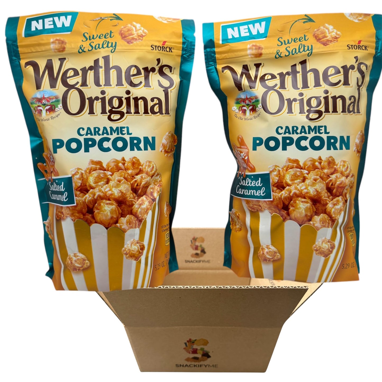 Salted Caramel Popcorn Sweet And Salty  5.29 Oz  2-Pack - Gourmet Snack For Movie Nights  Parties  And Gifting