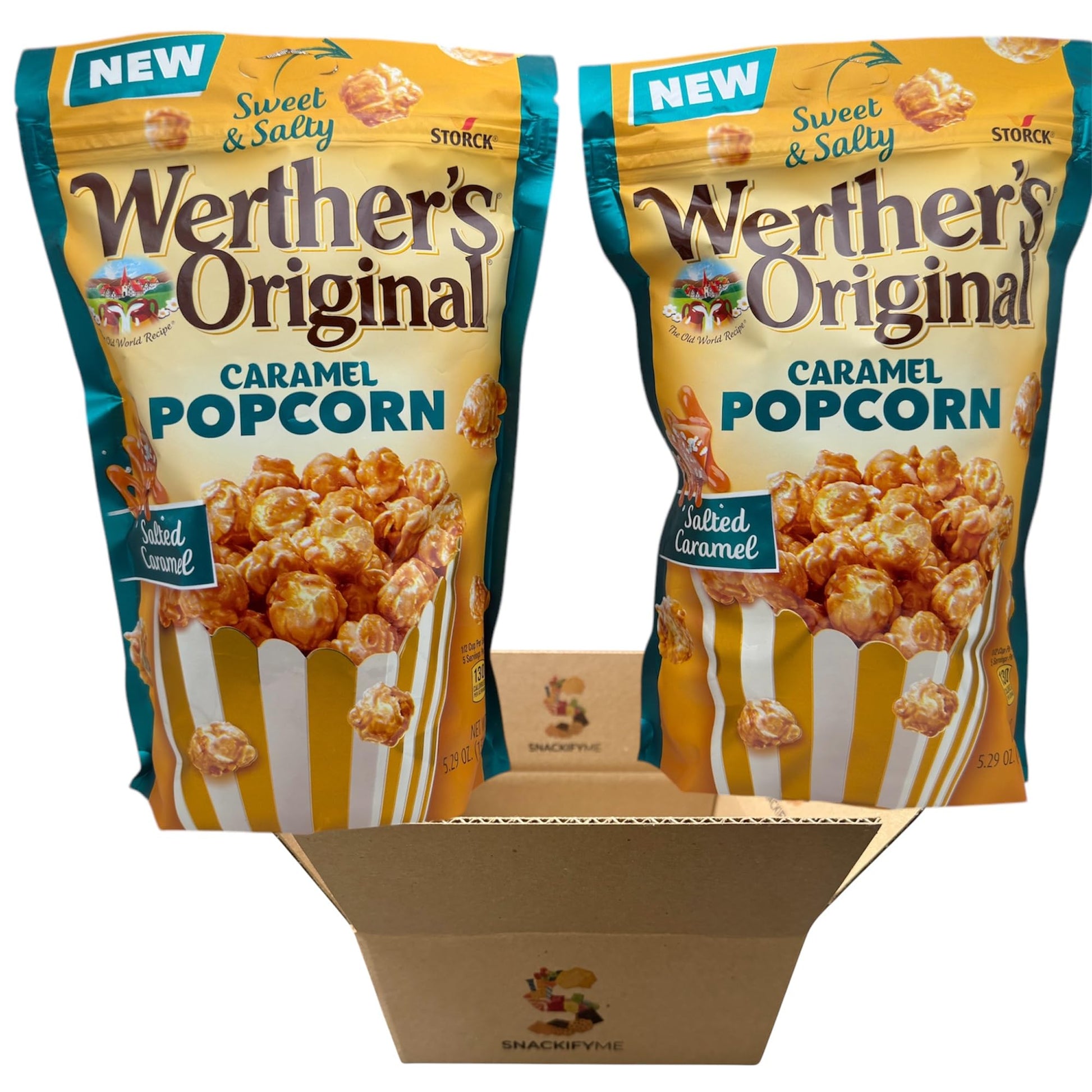 Salted Caramel Popcorn Sweet And Salty  5.29 Oz  2-Pack - Gourmet Snack For Movie Nights  Parties  And Gifting