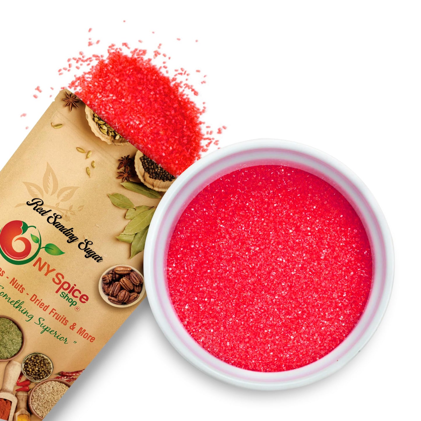 NY Spice Shop Red Sanding Sugar - 8 Ounce Edible Holiday Sprinkles for Baking and Decorating Christmas Desserts