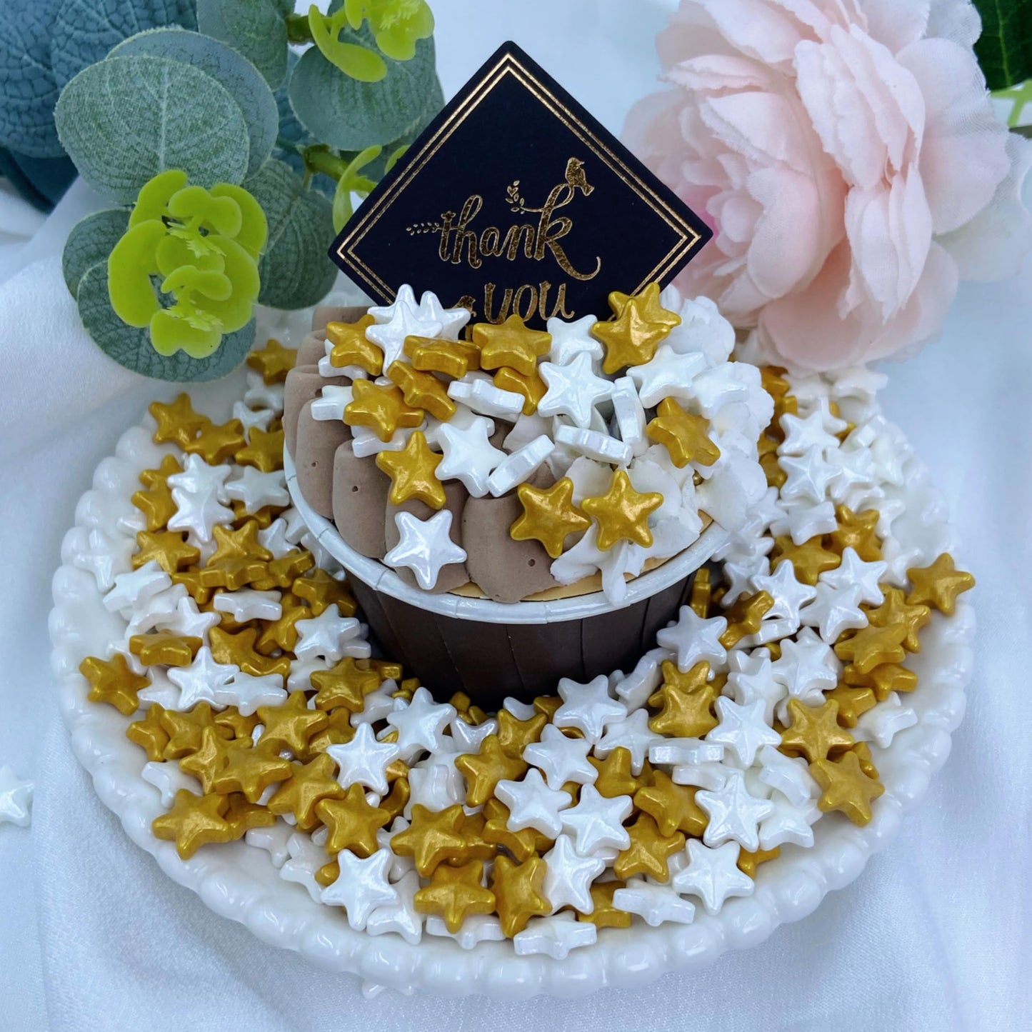 Littlestar Sprinkles - White And Gold Star Sprinkle For Cake Decorating 4 Ounce - Sugar Mix Star Sprinkles For Cupcake Toppers,