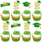 ZHUOWEISM 24 PCS Graduation Cupcake Toppers Glitter Diploma Grad Cap Decorations Gold Green