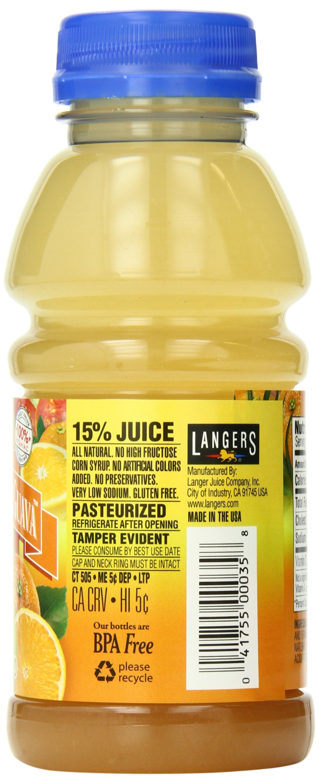 Langers Juice Cocktail, Guava Pineapple Orange, 10 Fl Oz, Pack of 12