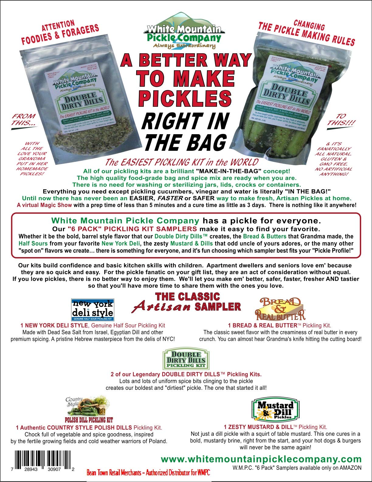 White Mountain Pickle Company The Classic Artisan Sampler Pickling Kit