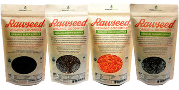 Rawseed Organic Certified lentils Multi-color 2 lb 4 Pack containing: Black, Orange, French, & Brown (1 bag of each). This 4 pac
