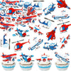 Cyodoos 40 Pcs Edible Airplane Cupcake Toppers Wafer Paper Airplane Cupcake Toppers Airplane Drink Topper Kids Birthday Party Ca
