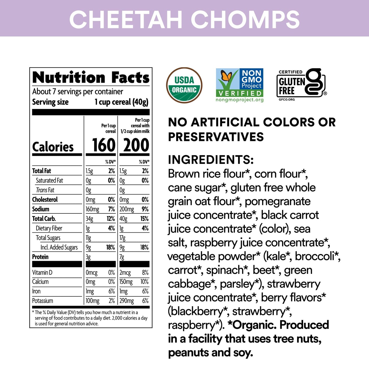 Envirokidz Organic Cheetah Chomps Cereal, 10 Oz (Pack Of 12), Berry Blast, Gluten Free, Non-Gmo, By Nature'S Path