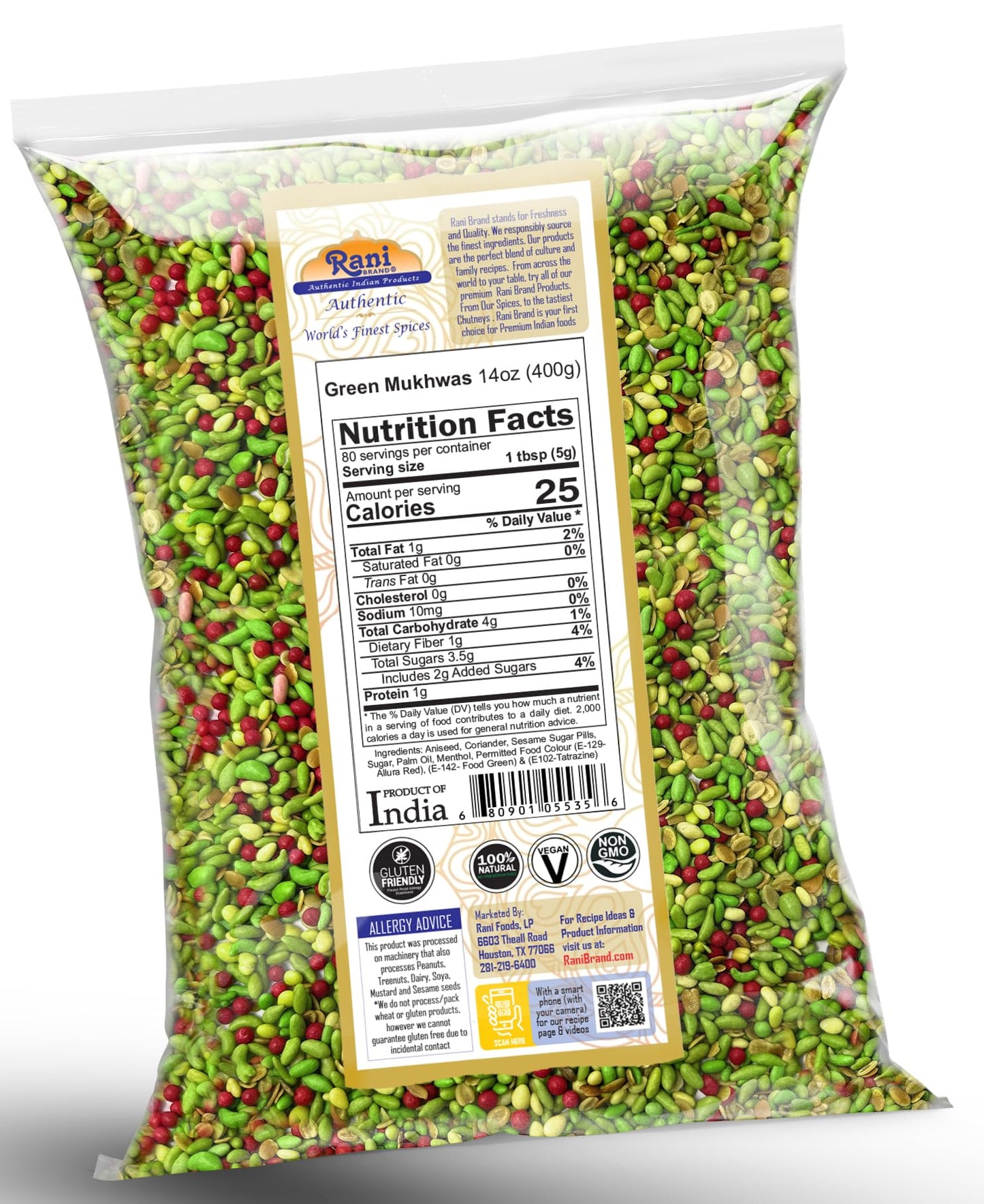 Rani Green Mukhwas (Special Digestive Treat) 14Oz (400G) ~ Vegan | Indian Candy Mouth Freshener | Kosher