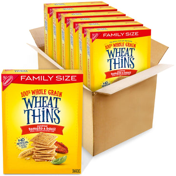 Wheat Thins Sundried Tomato & Basil Whole Grain Wheat Crackers, Family Size, 6 -13 Oz Boxes
