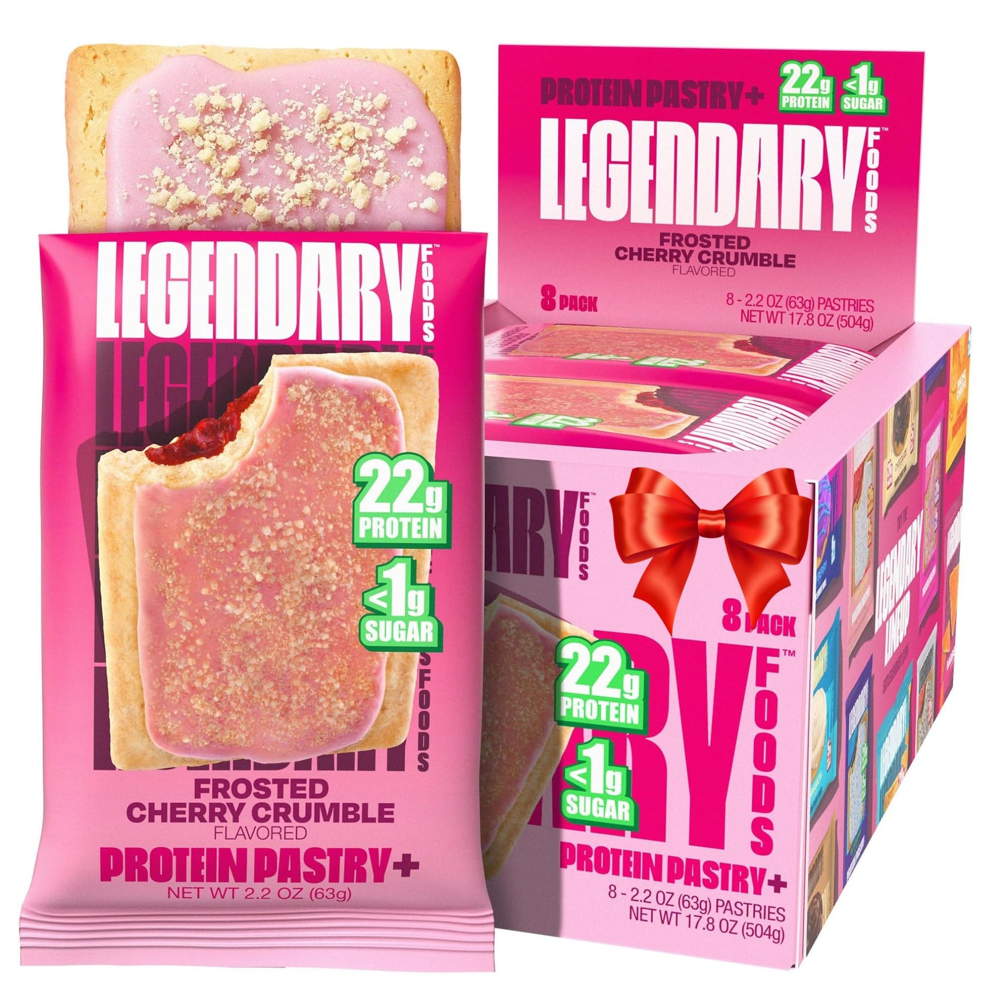 Legendary Foods 22g Protein Pastry 0g Added Sugar  Low Carb  Gluten Conscious  Keto Snack  Ideal for Glucose Management  Includes Whey Protein Isolate  8 Pack Cherry Crumble