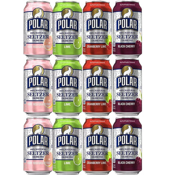 Polar Seltzer Variety Pack | 12 oz, 12 Pack | Cranberry Lime, Ruby Red Grapefruit, Black Cherry, and Lime Flavored