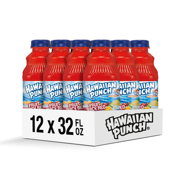 HAWAIIAN PUNCH Fruit Juicy Red Fruit Juice Drink, 32 Fl Oz Bottle Pack of 12, Caffeine-free, Gluten-free, Excellent Source of Vitamin C
