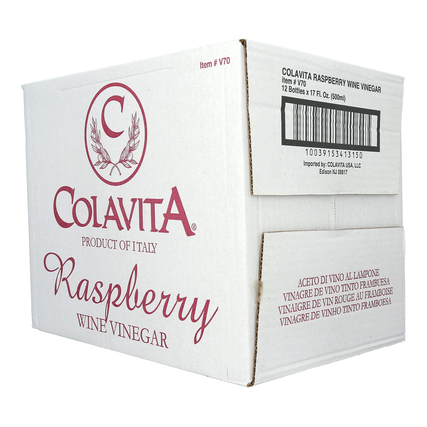 COLAVITA Raspberry Red Wine Vinegar - 17 Fl Oz (Pack of 12)