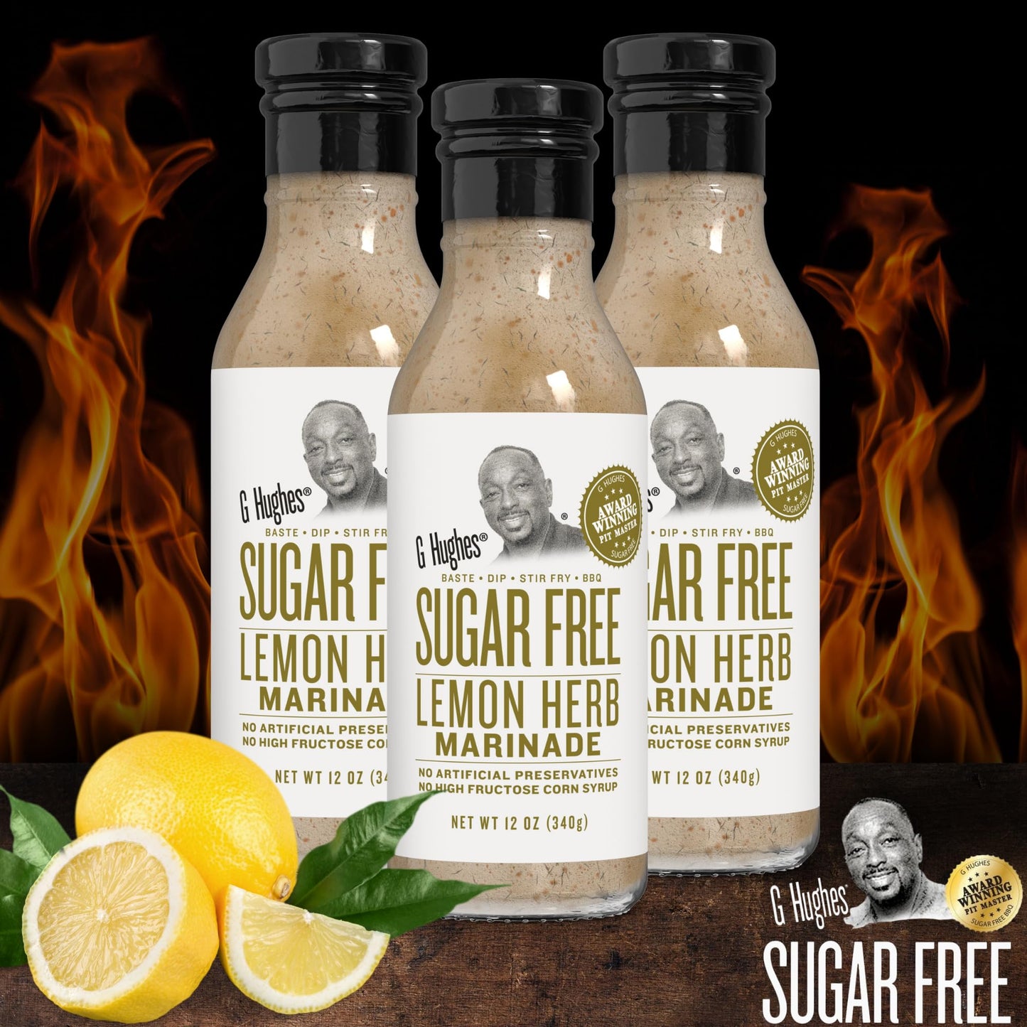 G Hughes Sugar Free, Lemon Herb Marinade - Sugar Free Marinades, Gluten Free Lemon Pepper Seasoning, Low Carb Marinades, Sugar F