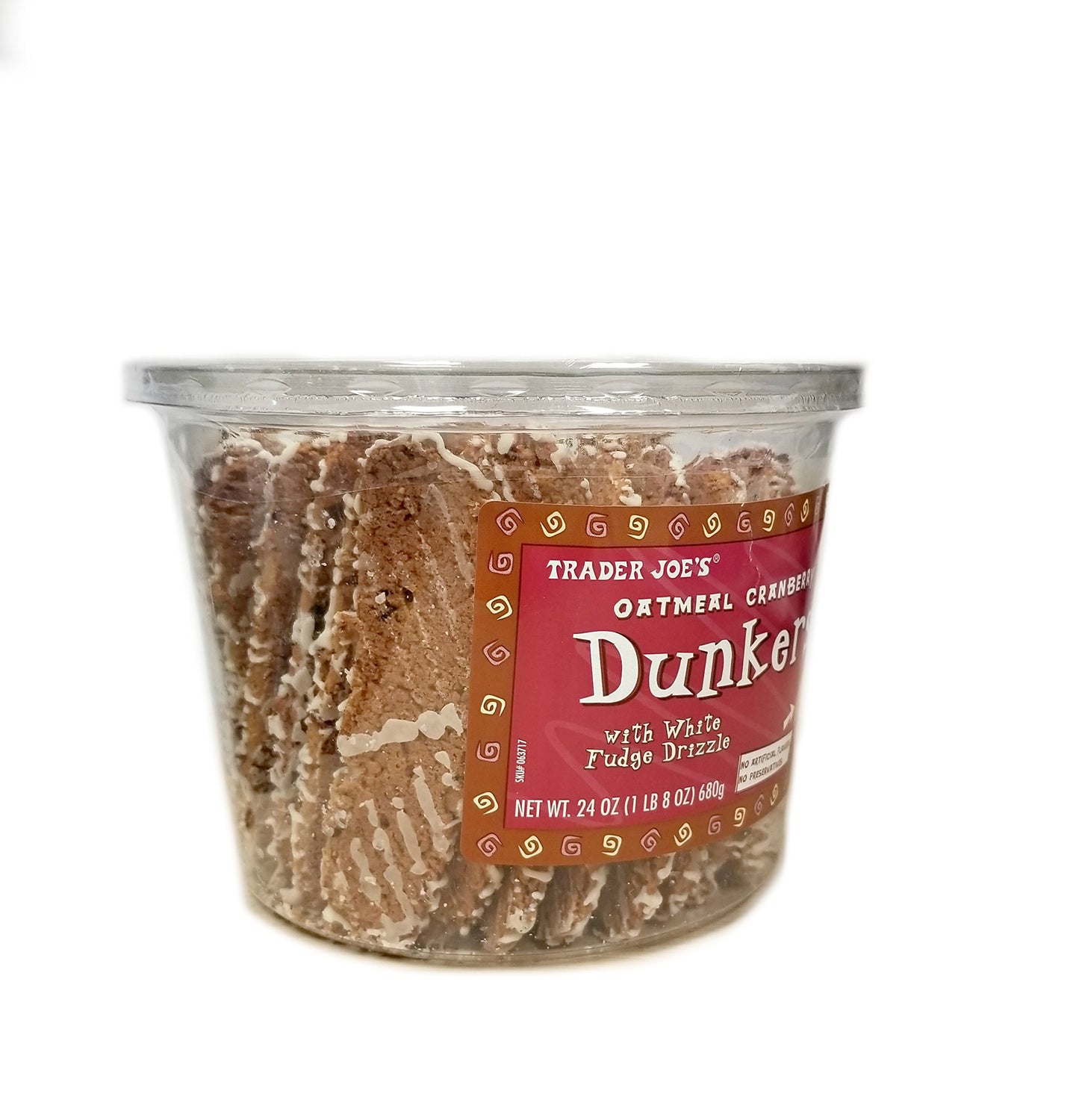 Trader Joe's Oatmeal Cranberry Dunkers with White Fudge Drizzle, 24oz (1.5 lb) - Delicious Snack Treats