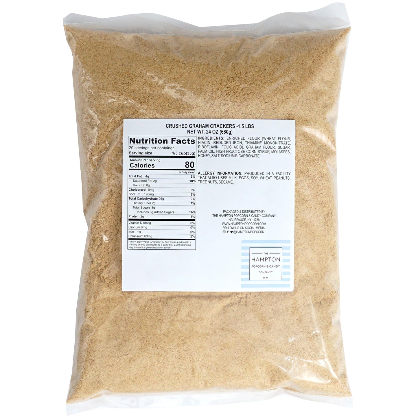 Graham er Crumbs  1.5 Pound Bulk Bag  Crushed Graham er Ice Cream Topping  Baking  Desserts & More  The Hampton Popcorn & Candy Company