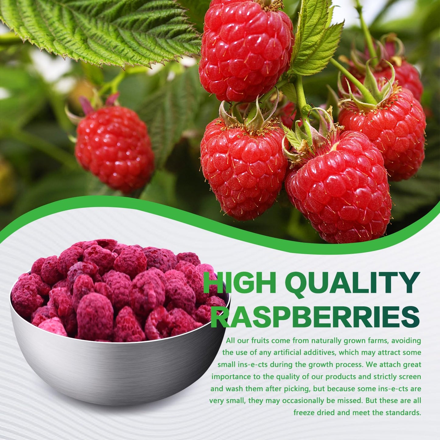 Snafre Freeze Dried Raspberry Pieces, 3.53OZ - No Sugar Added Fruit Snacks for Baking, Garnishing, Yogurt, Cereal, Beverages