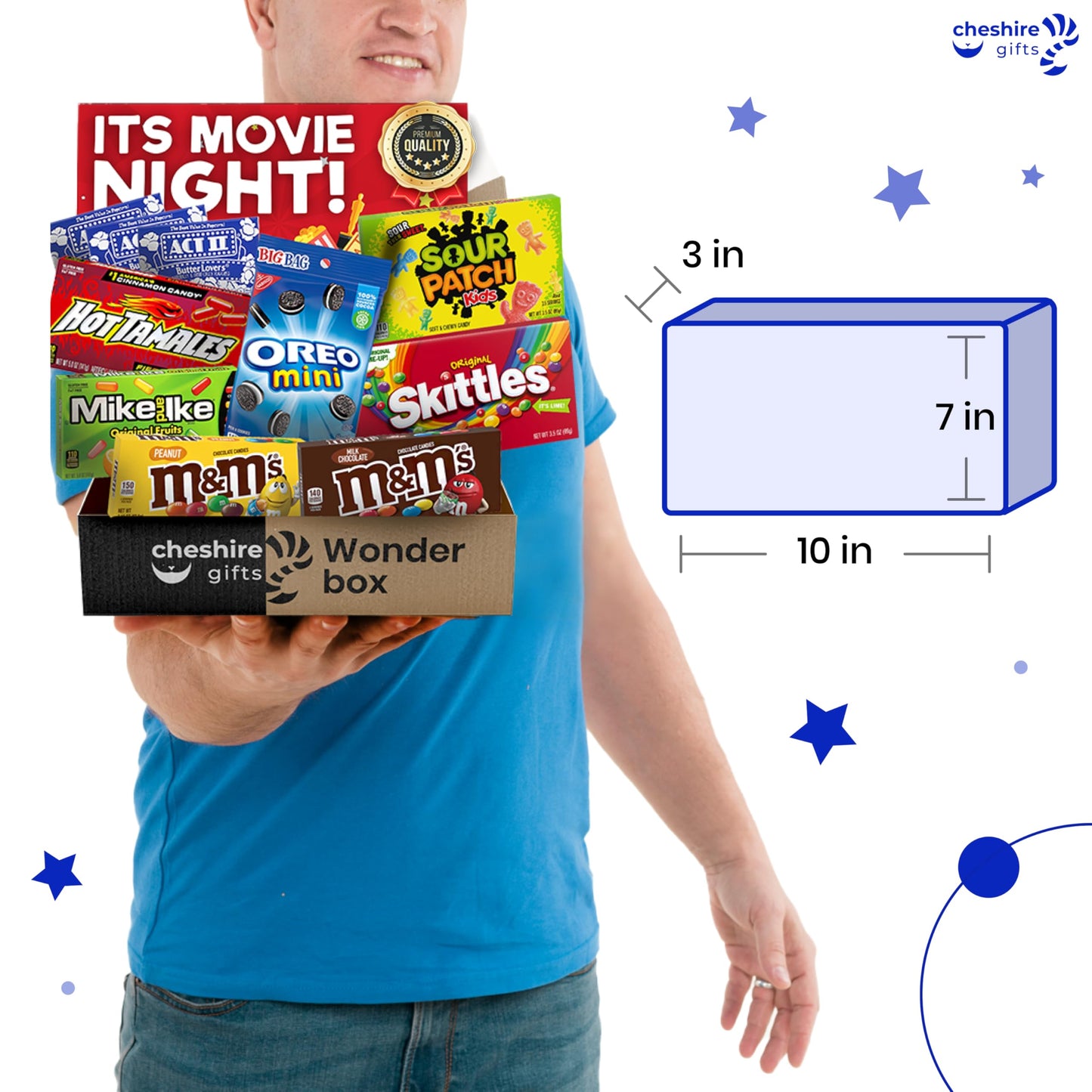 Movie Night Basket Gift Set - with Candy Variety Pack  Movie Trays  Movie Snacks & Popcorn Set - Gift Baskets For Families by Cheshire Gifts