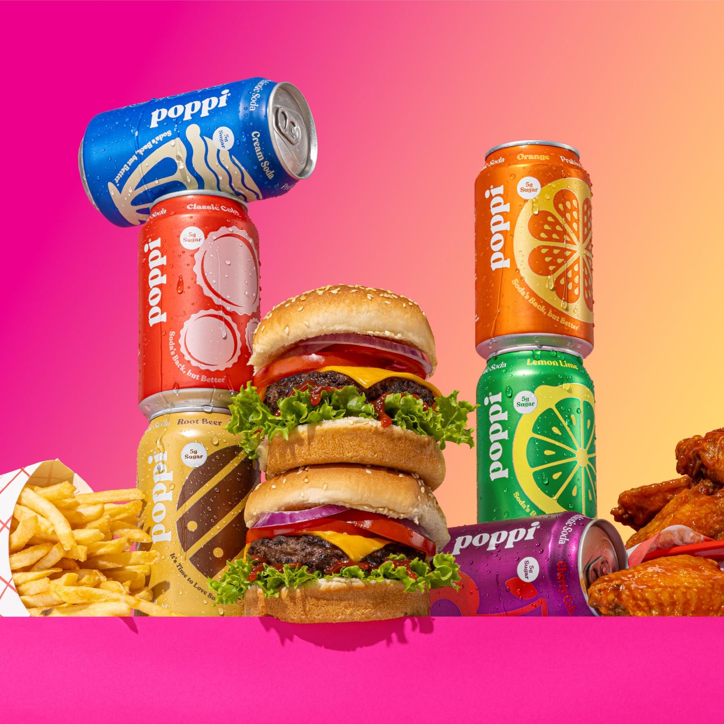 poppi Sparkling Prebiotic Soda with Apple Cider Vinegar, Game Day Variety Pack, 12 Fl Oz, Pack of 12