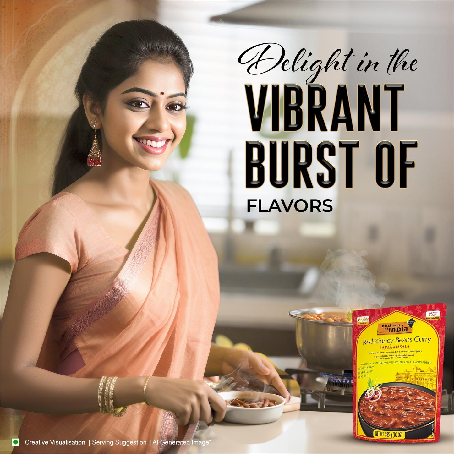 Kitchens Of India Rajma Masala – Red Kidney Beans Curry, 10 Ounces (Pack Of 3), Gourmet Ready To Eat Authentic Vegetarian Indian Food, Gluten-Free