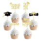 Gexolenu 36 Pcs Class Of 2024 Graduation Cupcake Toppers, Gold Glitter Double-Sided Grad Cap Cake Toppers For Graduation Party S