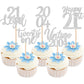 ZHUOWEISM 30PCS Cupcake Toppers for 21st Birthday Party Decorations, Silver