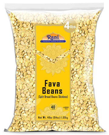 Rani Fava Beans (Split Broad Beans Skinless) 64oz (4lbs) 1.81kg Bulk ~ All Natural | Gluten Friendly | Non-GMO | Kosher | Vegan 