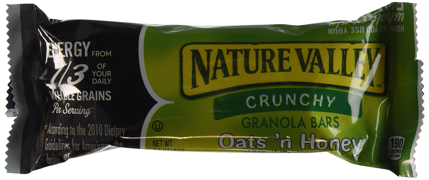Nature Valley Crunchy Granola Bars Oats 'N Honey 15 Two Bar Pouches (30 Bars) - 1.5 Oz. Each - Small Storage Space Friendly