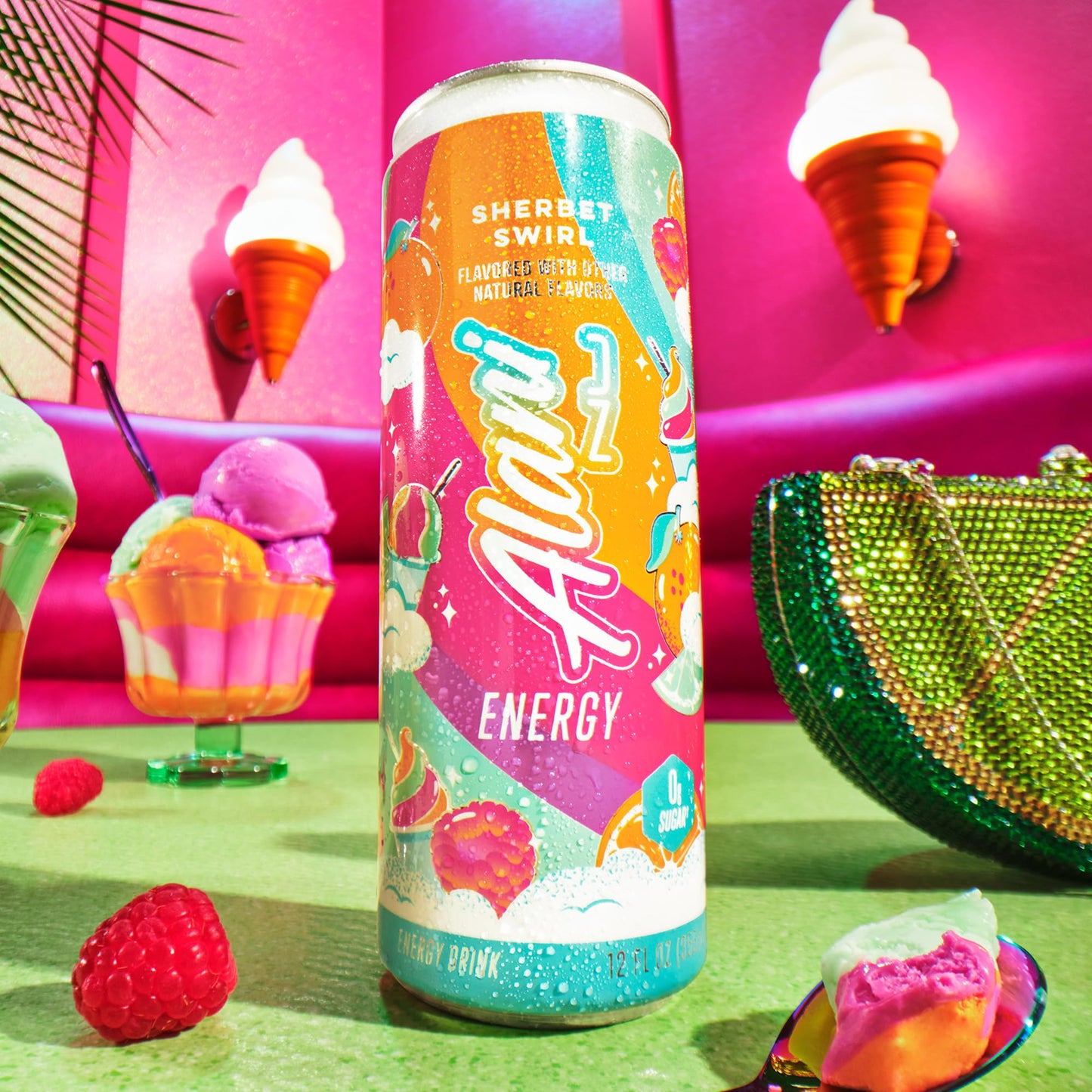 Alani Nu SHERBET SWIRL Sugar Free  Low Calorie Energy Drinks  200mg Caffeine  Biotin B Vitamins  Zero Sugar  10 Calories  12 Fl Oz Cans  24 Pack