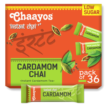 Chaayos Instant Tea Premix - Cardamom Flavour - Low Sugar (36 Sachets) | Instant Tea | Tea Premix | Cardamom Tea | Cardamom Chai