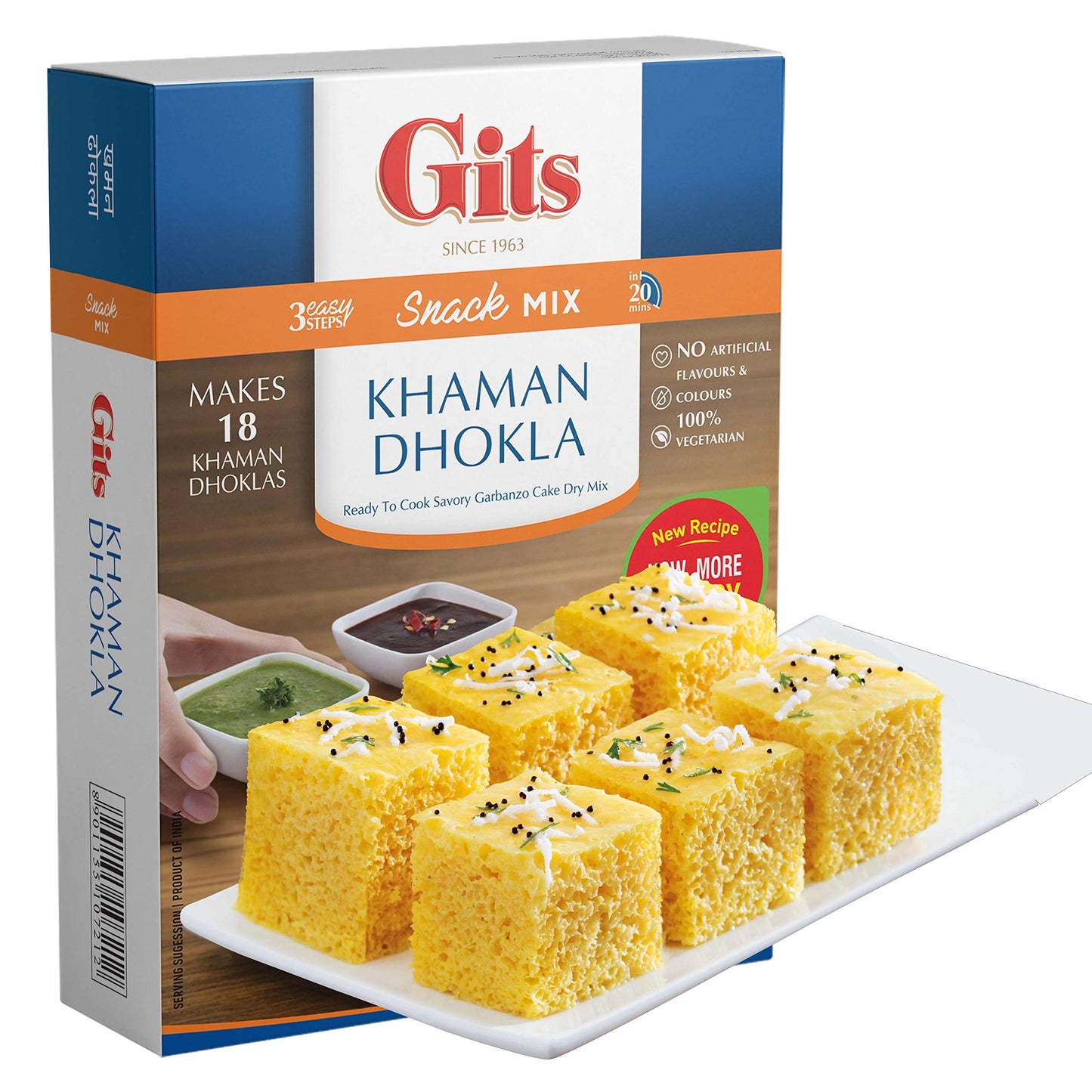 Gits Instant Khaman Dhokla Snack Mix, 1080g (Pack of 6 X 180g Each)