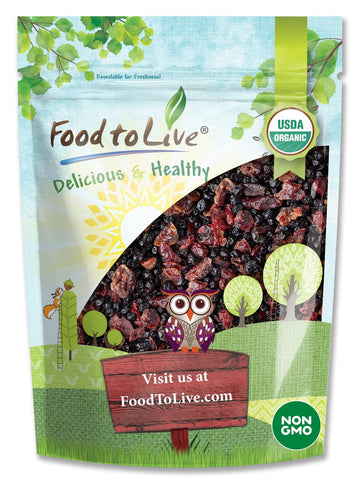 Food to Live Organic Essential Berries Mix, 5 Pounds, Non-GMO Dried Blueberries and Cranberries. Unsulfured, Kosher, Bulk. Gentl