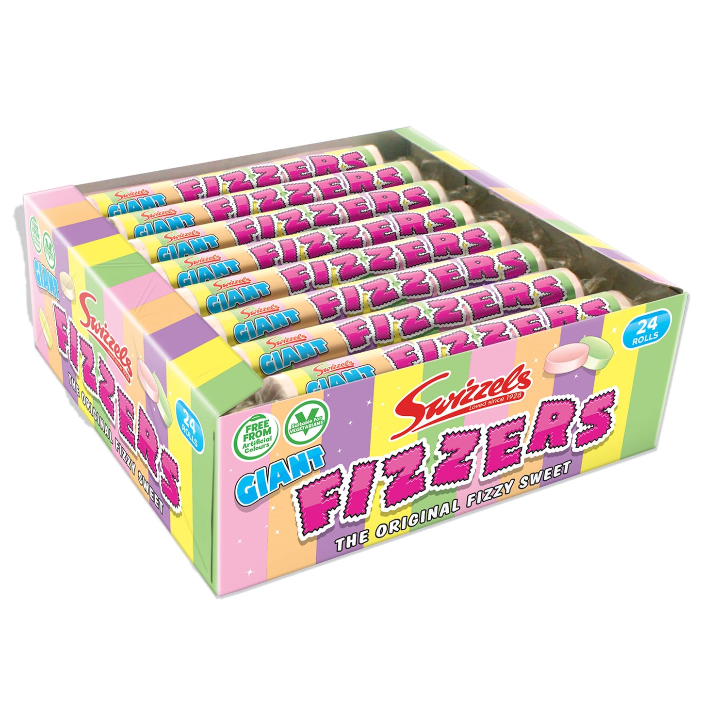 Swizzels Giant Original Fizzers Sweet 24 Rolls In Box