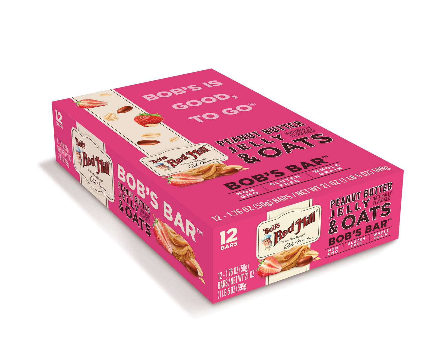 Bob's Red Mill Peanut Butter Jelly & Oats Snack Bar - 1.76 Ounce (Pack of 12) - Gluten Free, Non-GMO, Whole Grain
