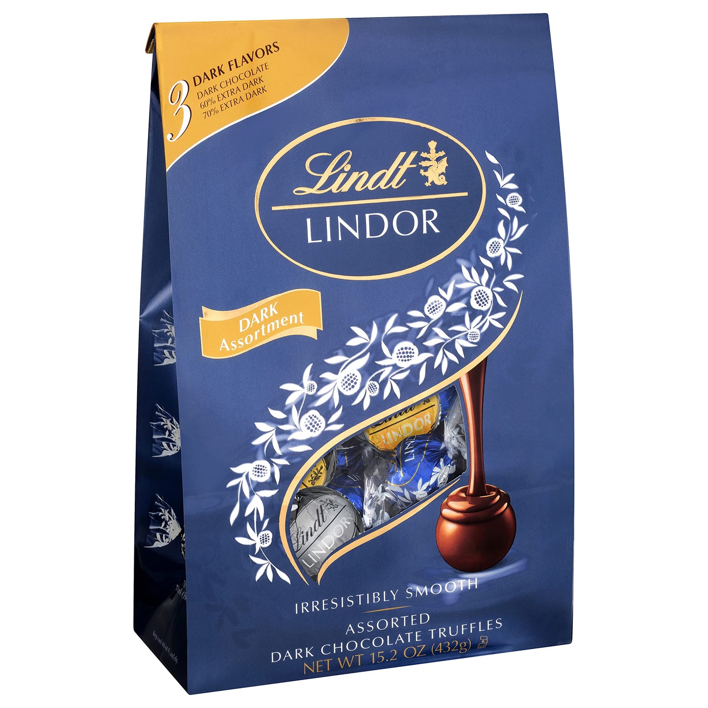 Lindt LINDOR Assorted Dark Chocolate Truffles, Smooth Melting Center, 15.2 oz Bag, Model M-393