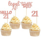 Gyufise 24 Pack 21St Birthday Cupcake Toppers Legal Cake Decorations Rose Gold Hello 21 Twenty One Cupcake Picks For 21St Birthd