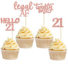 Gyufise 24 Pack 21St Birthday Cupcake Toppers Legal Cake Decorations Rose Gold Hello 21 Twenty One Cupcake Picks For 21St Birthd